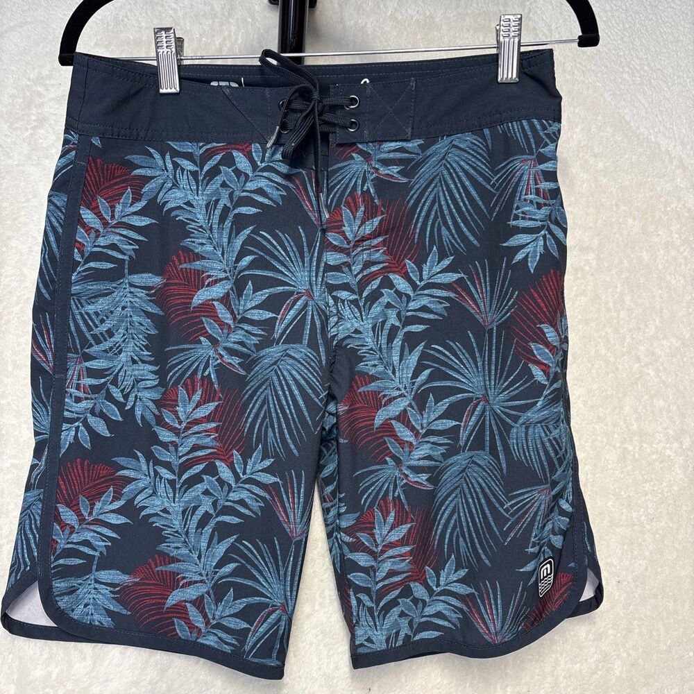 Travis Mathew Board Shorts Mens 30 Waist Blue Red Floral Quick Dry Swim Trunk